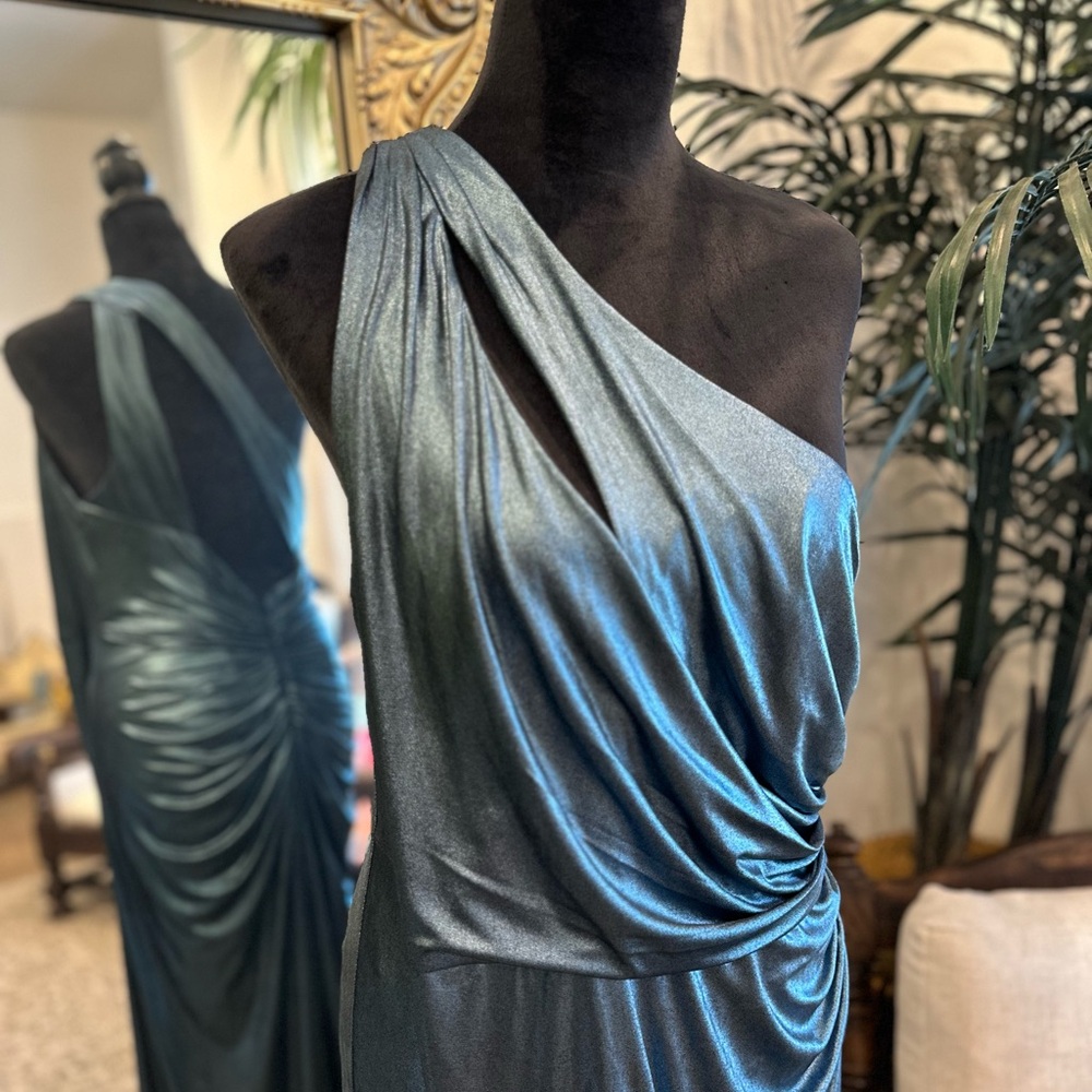 Asymmetrical One-Shoulder Metallic Dress